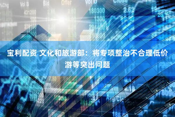 宝利配资 文化和旅游部：将专项整治不合理低价游等突出问题